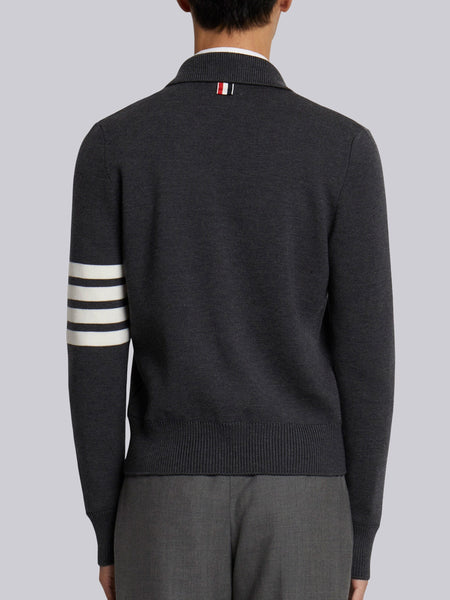 4-BAR STRIPE ZIP-UP BOMBER JACKET DARK GREY