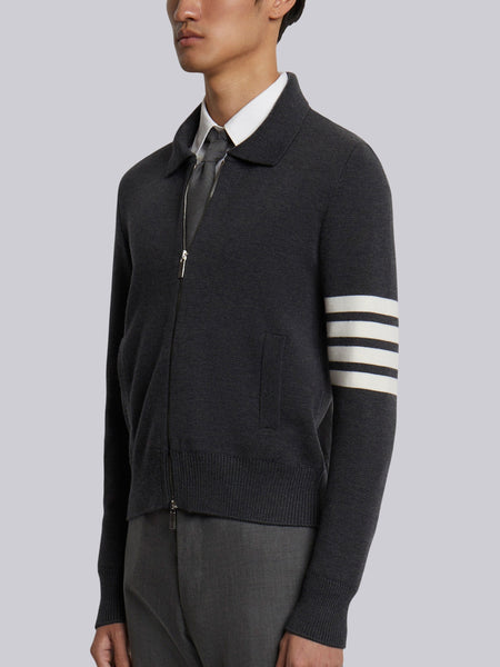 4-BAR STRIPE ZIP-UP BOMBER JACKET DARK GREY