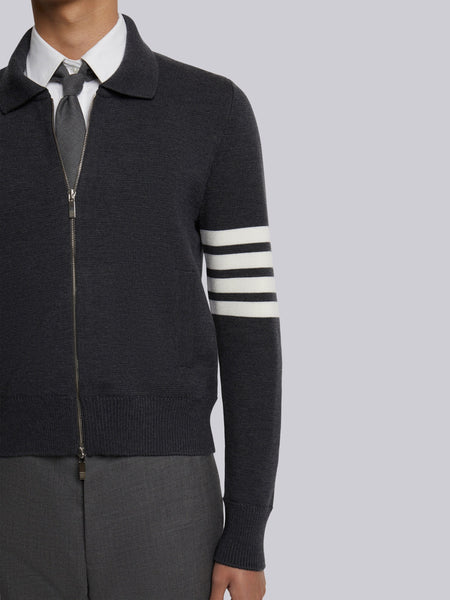 4-BAR STRIPE ZIP-UP BOMBER JACKET DARK GREY