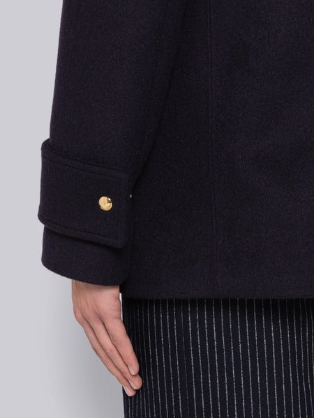 Military Weight Cashmere Snap Front Rain Parka NAVY