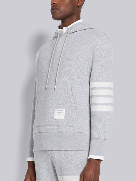 CASHMERE WAFFLE 4-BAR HOODIE PULLOVER LT GREY