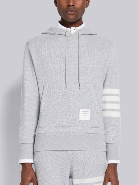 CASHMERE WAFFLE 4-BAR HOODIE PULLOVER LT GREY