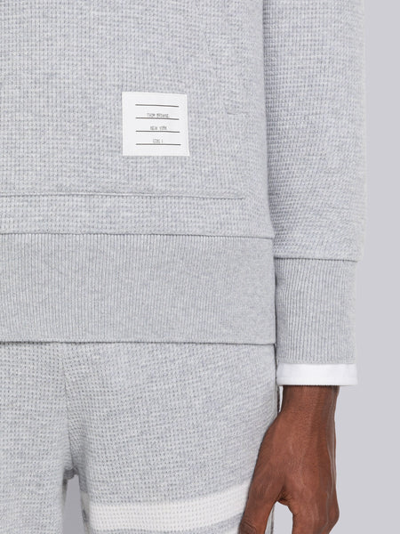 CASHMERE WAFFLE 4-BAR HOODIE PULLOVER LT GREY