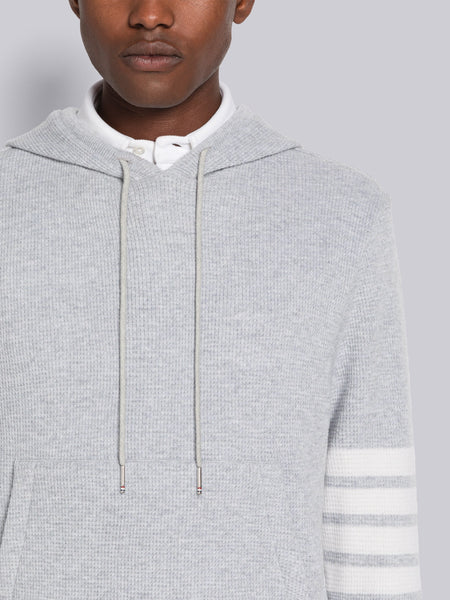 CASHMERE WAFFLE 4-BAR HOODIE PULLOVER LT GREY