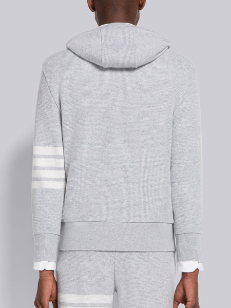 CASHMERE WAFFLE 4-BAR HOODIE PULLOVER LT GREY