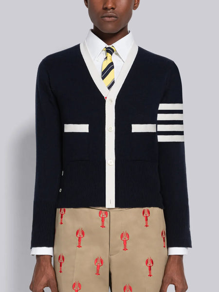 CASHMERE 4-BAR CARDIGAN NAVY