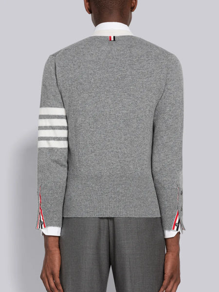 CASHMERE 4-BAR CARDIGAN LT GREY