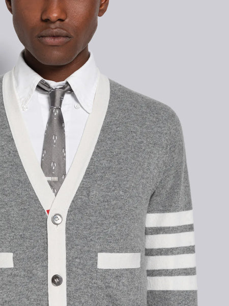 CASHMERE 4-BAR CARDIGAN LT GREY