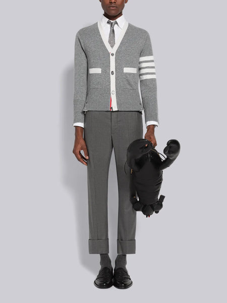 CASHMERE 4-BAR CARDIGAN LT GREY