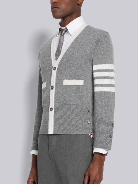 CASHMERE 4-BAR CARDIGAN LT GREY