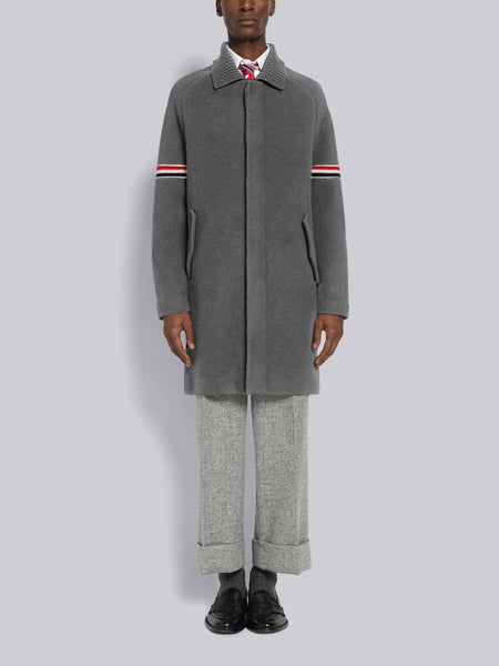 MILANO RWB STRIPED CAR COAT MED GREY