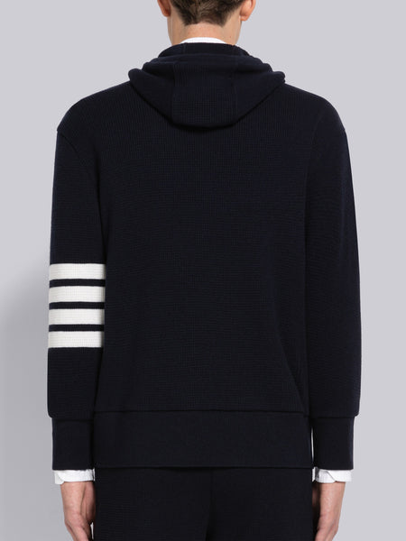 CASHMERE WAFFLE 4-BAR HOODIE PULLOVER NAVY