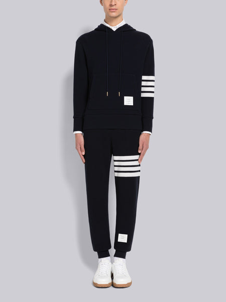 CASHMERE WAFFLE 4-BAR HOODIE PULLOVER NAVY