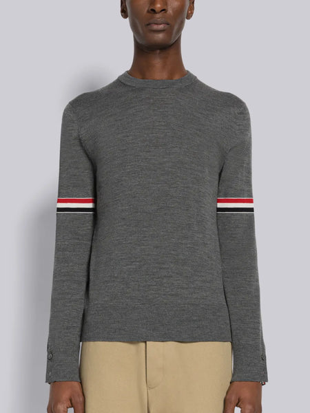 FINE MERINO WOOL ARMBAND PULLOVER MED GREY