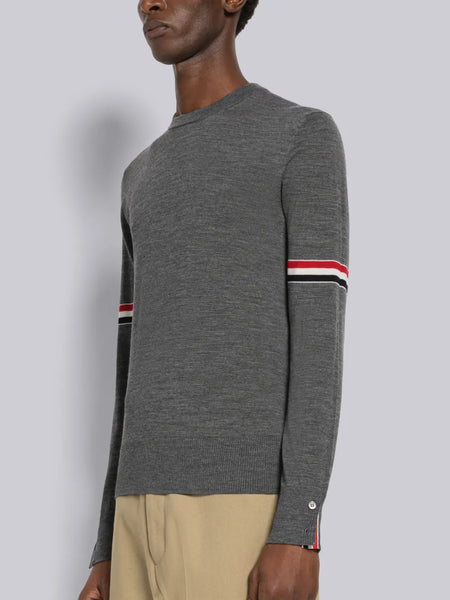 FINE MERINO WOOL ARMBAND PULLOVER MED GREY
