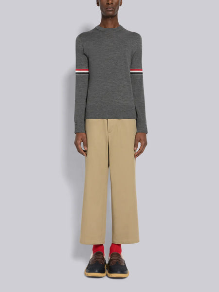 FINE MERINO WOOL ARMBAND PULLOVER MED GREY