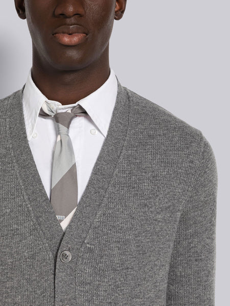 CASHMERE WAFFLE CARDIGAN MED GREY