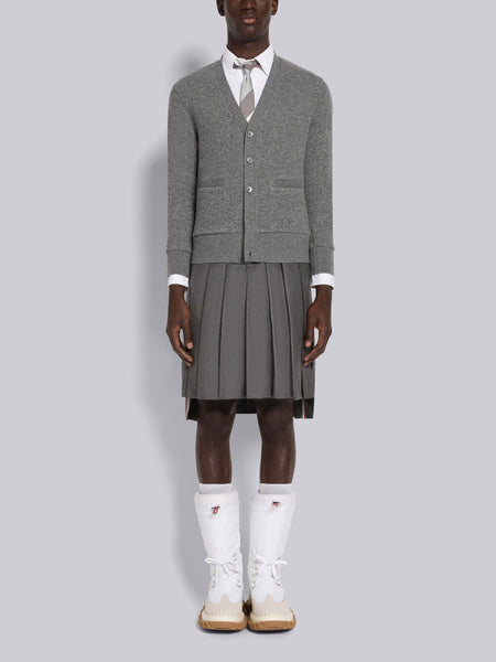 CASHMERE WAFFLE CARDIGAN MED GREY