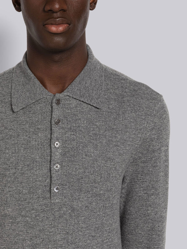 CASHMERE WAFFLE LONG SLEEVE POLO - image 4