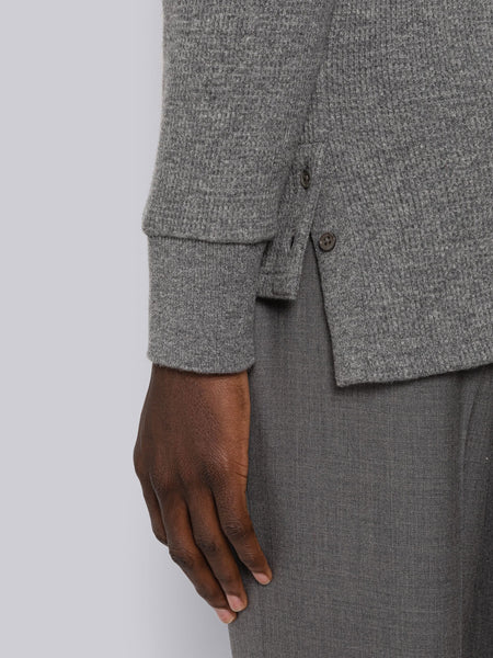 CASHMERE WAFFLE LONG SLEEVE POLO ミディアム グレー