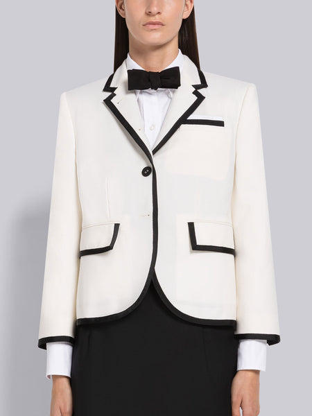 TWILL WEAVE WOOL TIPPING HOLIDAY HIGH ARMHOLE SPORT COAT WHITE