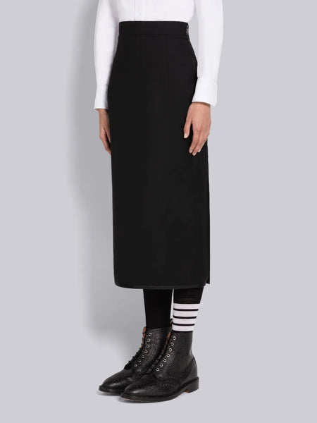 TWILL TIPPING HOLIDAY HIGH WAISTED MIDI PENCIL SKIRT BLACK