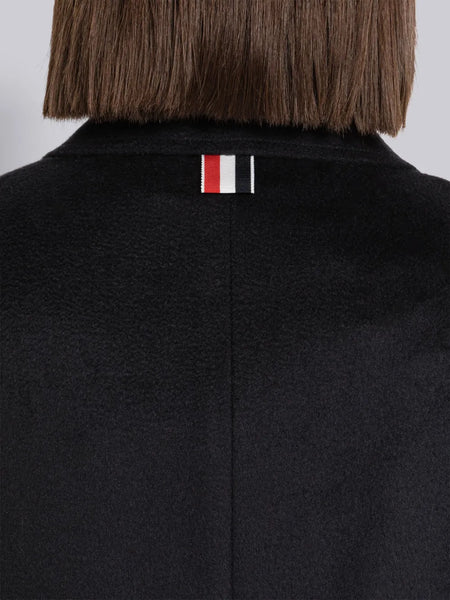 ZIBELINE COAT WEIGHT CASHMERE WIDE LAPEL OVERCOAT NAVY