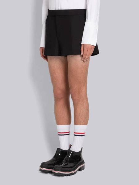 WOOL MOHAIR MID RISE SHORTS BLACK