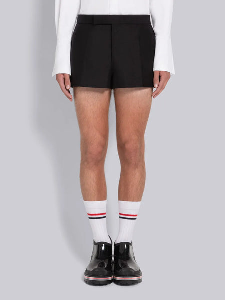 WOOL MOHAIR MID RISE SHORTS BLACK