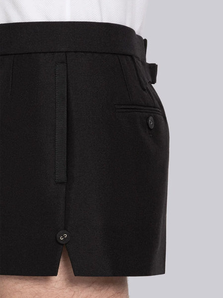 WOOL MOHAIR MID RISE SHORTS BLACK