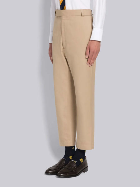 COTTON TWILL STRAIGHT LEG TROUSERS CAMEL