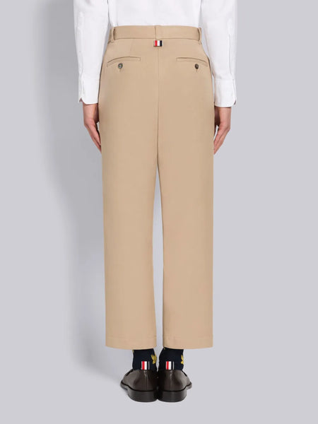 COTTON TWILL STRAIGHT LEG TROUSERS CAMEL