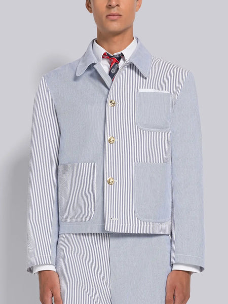 FUN-MIX SEERSUCKER GOLF JACKET NAVY