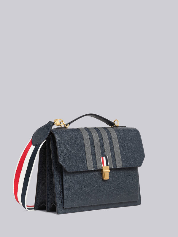 PEBBLE GRAIN LEATHER 4-BAR TOP HANDLE SCHOOL BAG - image 3