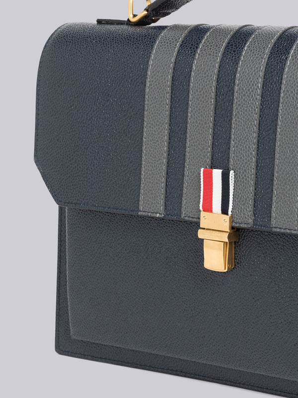 PEBBLE GRAIN LEATHER 4-BAR TOP HANDLE SCHOOL BAG - image 6