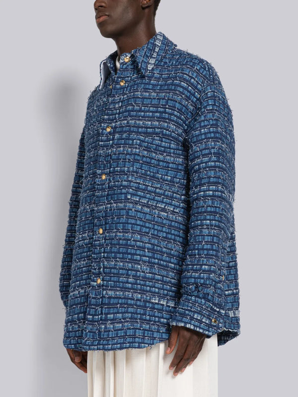 DENIM RIBBON TWEED OVERSIZED SHIRT JACKET - image 2