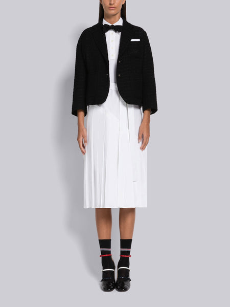 SEERSUCKER TULLE TWEED CROPPED SACK SPORT COAT BLACK