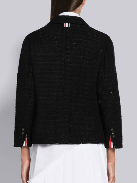 SEERSUCKER TULLE TWEED CROPPED SACK SPORT COAT BLACK