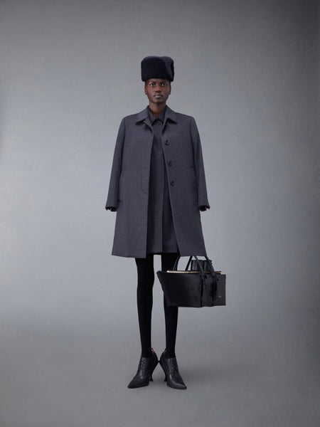 ZIBELINE MELANGE CASHMERE CLASSIC BAL COLLAR OVERCOAT DARK GREY