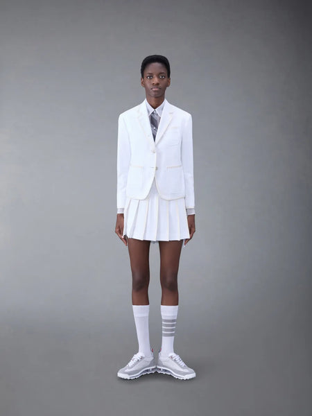SEERSUCKER SHRUNKEN SPORTCOAT WITH GROSGRAIN TIPPING WHITE