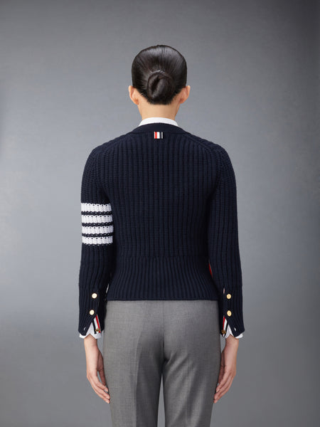 CASHMERE 4-BAR CLASSIC CARDIGAN ネイビー