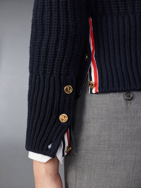CASHMERE 4-BAR CLASSIC CARDIGAN ネイビー