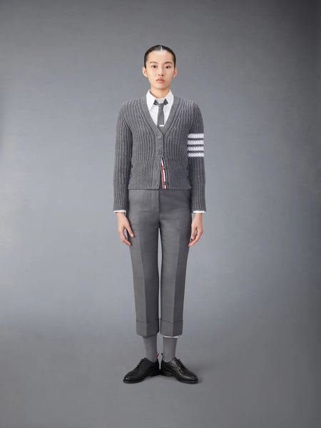 CASHMERE 4-BAR CLASSIC CARDIGAN MED GREY