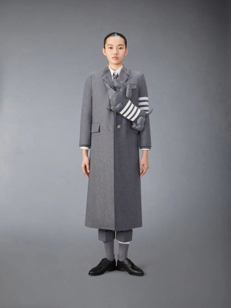 CASHMERE 4-BAR CLASSIC CARDIGAN MED GREY