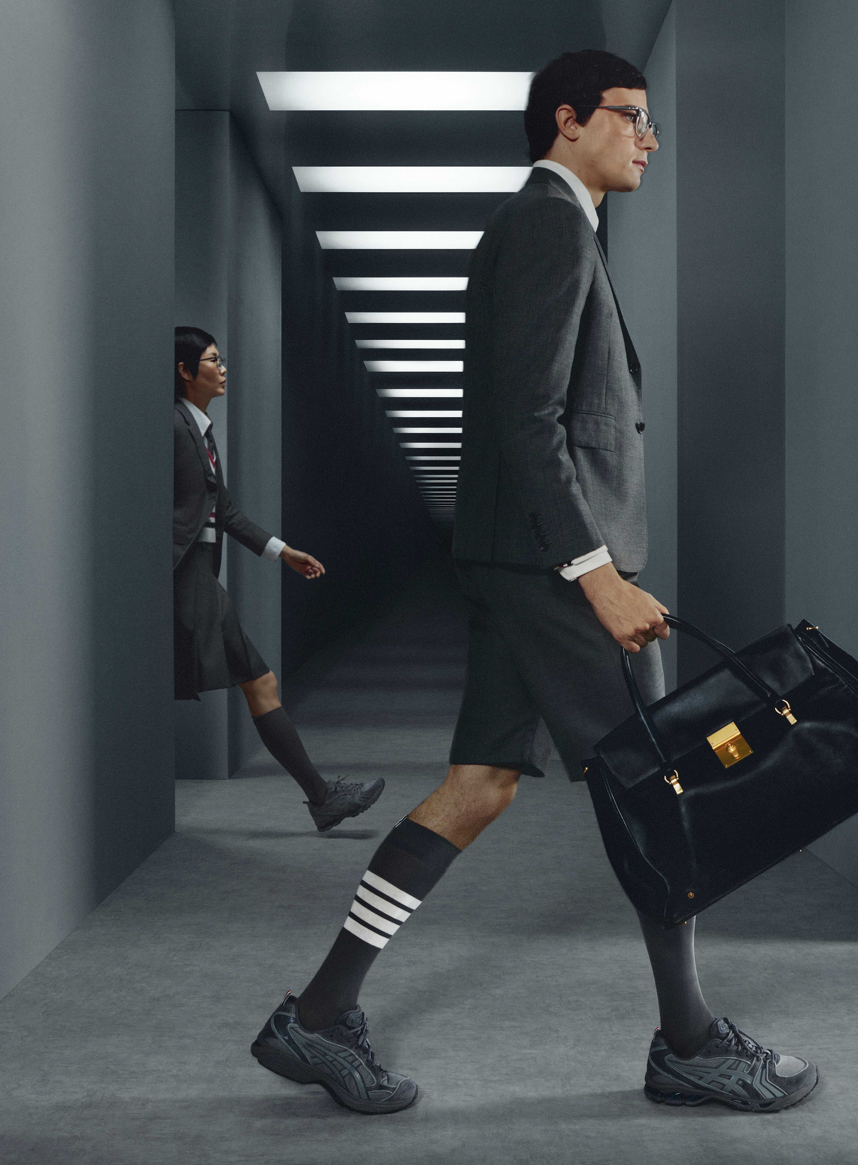トムブラウン　THOM BROWNE 
折りたたみラウンドサングラス 黒 クロック・イン | Thom Browne