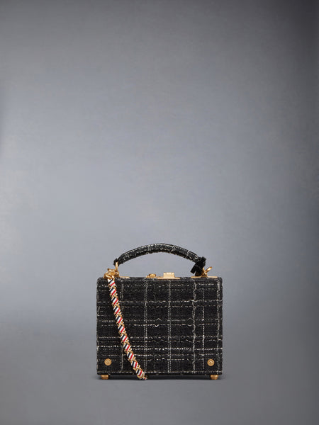 Plaid Ribbon Tweed Woven Chain Micro Attache Case