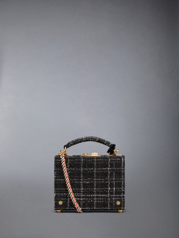 Plaid Ribbon Tweed Woven Chain Micro Attache Case