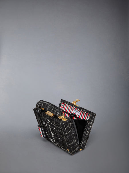 Plaid Ribbon Tweed Woven Chain Micro Attache Case