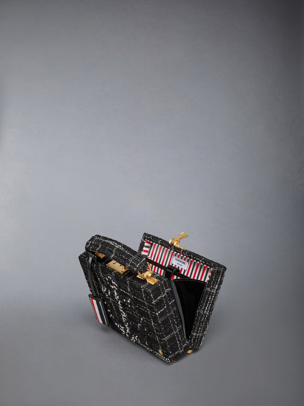 Plaid Ribbon Tweed Woven Chain Micro Attache Case