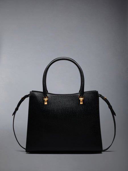 MEDIUM DUET TOTE IN PEBBLE GRAIN LEATHER BLACK